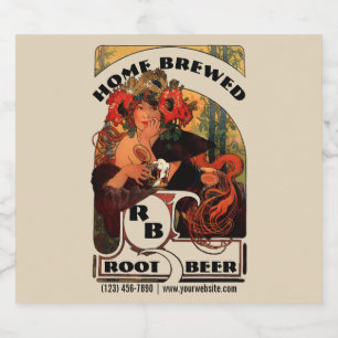 Étiquette Pour Bouteilles De Bière Art Nouveau vintage Alphonse Mucha