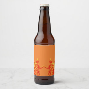 Étiquette Pour Bouteilles De Bière Art numérique de couleur orange avec sculptures