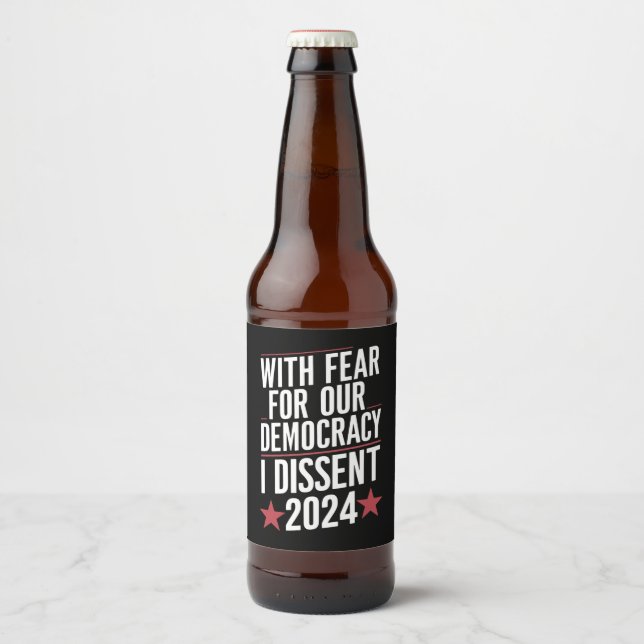 Étiquette Pour Bouteilles De Bière Avec La Peur Pour Notre Démocratie, Je Divise 2024 (Devant)