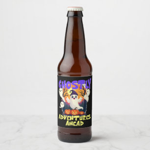 Étiquette Pour Bouteilles De Bière Aventures Ghosts Ahead, Mignonne fête d'Halloween