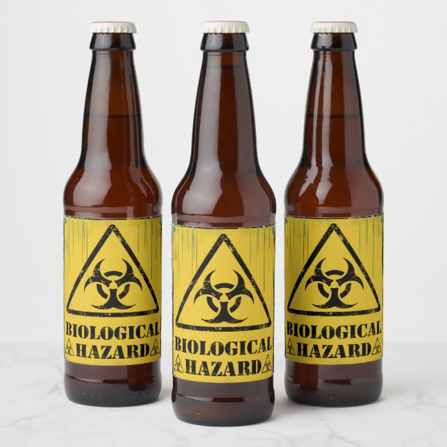 Étiquette Pour Bouteilles De Bière Avertissement sur les dangers biologiques toxiques (Bouteilles)
