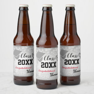 Étiquette Pour Bouteilles De Bière Bac de diplôme, classe Année 20XX fête Argent