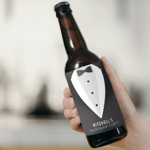 Étiquette Pour Bouteilles De Bière Bachelor Party Black Costume & Bowtie
