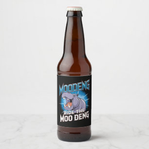 Étiquette Pour Bouteilles De Bière Balade à dos d'hippopotame MOO DENG The MOO DENG
