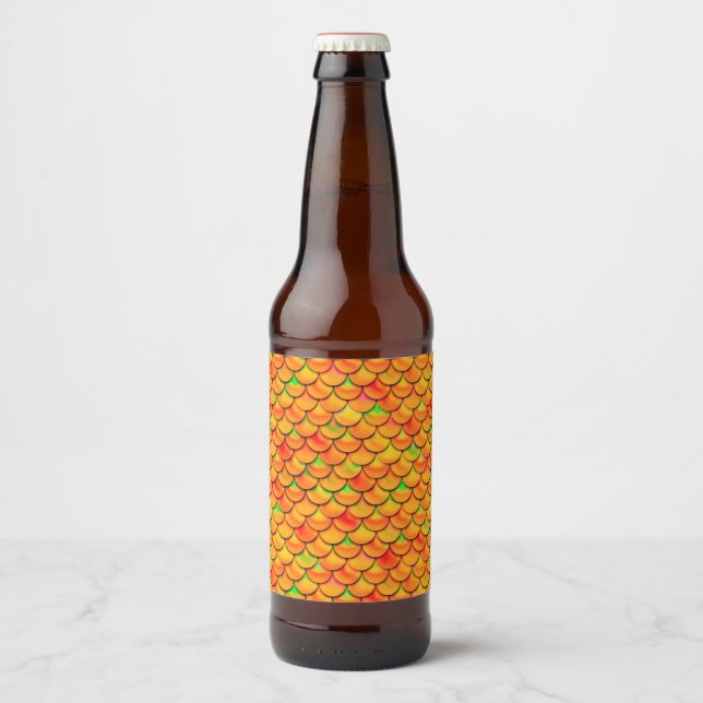 Étiquette Pour Bouteilles De Bière Balances orange et verte tombées (Devant)