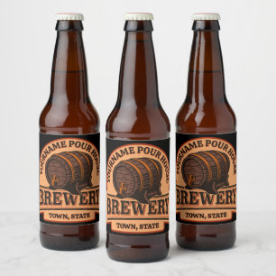 Étiquette Pour Bouteilles De Bière Baril de bière en chêne ancien personnalisé NOM Br