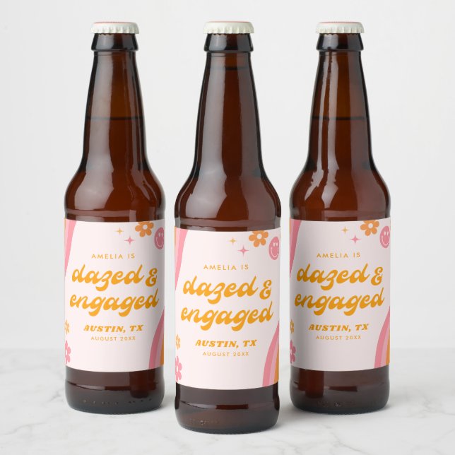 Étiquette Pour Bouteilles De Bière Bazed & Engagé rose & orange (Bouteilles)
