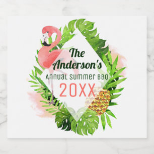 Étiquette Pour Bouteilles De Bière BBQ annuel d'été tropical