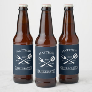 Étiquette Pour Bouteilles De Bière BBQ Grill Master Personnalisé Meilleur papa Père