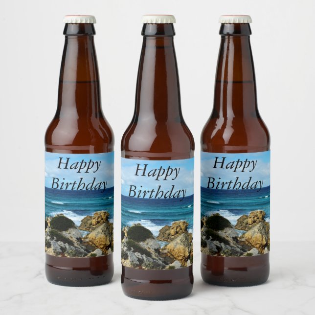 Étiquette Pour Bouteilles De Bière Beat Of The Ocean, Joyeux Anniversaire, (Bouteilles)
