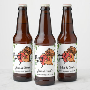 Étiquette Pour Bouteilles De Bière Beau Baby shower Merci Carlin