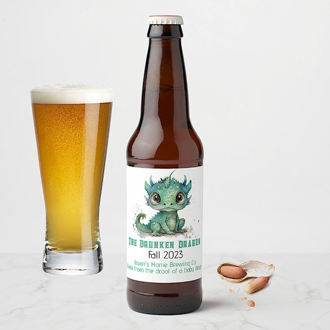 Étiquette Pour Bouteilles De Bière Bébé vert Dragon Accueil Brasserie Bière (Créateur téléchargé)