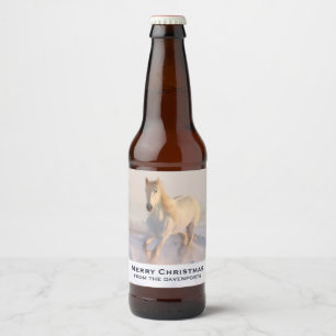 Étiquette Pour Bouteilles De Bière Belle Galloping de Cheval Blanc dans les Noël de N