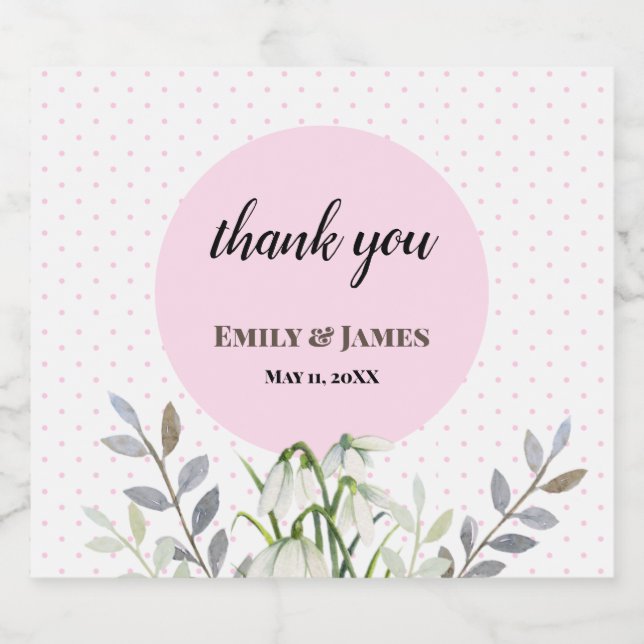 Étiquette Pour Bouteilles De Bière Belle Mariage Blancs neige Pois roses (Étiquettes simples)