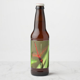 Étiquette Pour Bouteilles De Bière Belle peinture acrylique de libellule de fût