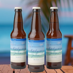 Étiquette Pour Bouteilles De Bière Belle plage Vagues Mariage de photographie