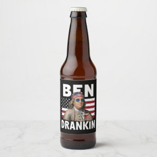 Étiquette Pour Bouteilles De Bière Ben Drankin Beer Drapeau Vintage Drôle du 4 Juille