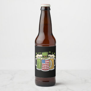 Étiquette Pour Bouteilles De Bière Bière Irlandaise Irlande États-Unis Drapeau Améric