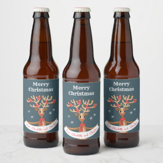 Étiquette Pour Bouteilles De Bière Bière Reindeer de Noël Étiquette