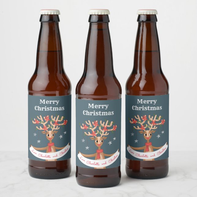 Étiquette Pour Bouteilles De Bière Bière Reindeer de Noël Étiquette (Bouteilles)
