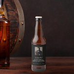 Étiquette Pour Bouteilles De Bière Birthday custom photo fun facts bio black guys man<br><div class="desc">Can be used on front on a bottle, but is ment for the back. Pour un jour de fête pour un homme. Personalize and add your own photo of the jubilant. Add your text, fun facts, biographiy about the birthday guy, and add your names. A classic black background and white...</div>