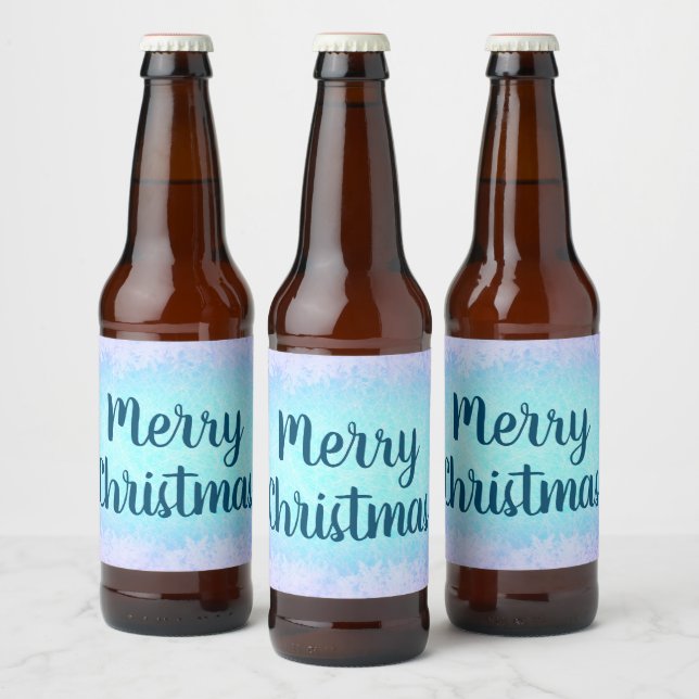 Étiquette Pour Bouteilles De Bière Bleu gelé Joyeux Noël (Bouteilles)