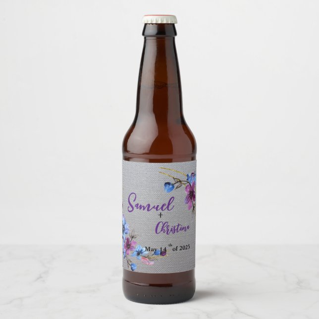 Étiquette Pour Bouteilles De Bière Bleu lavande (Devant)