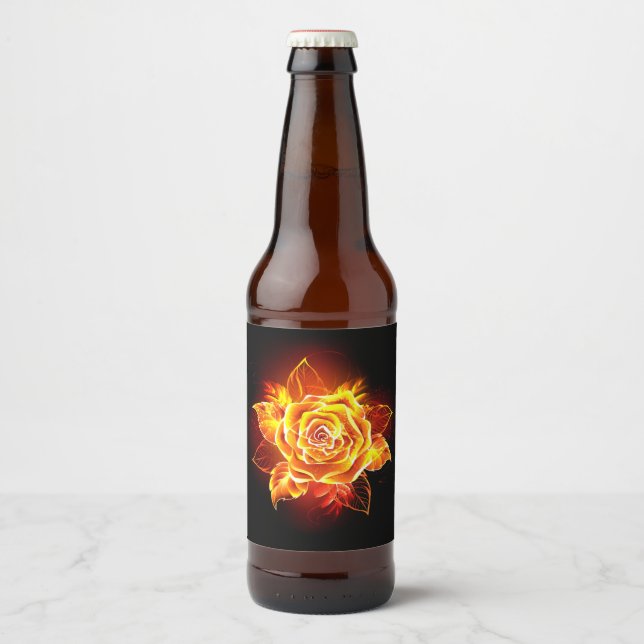 Étiquette Pour Bouteilles De Bière Blooming Fire Rose (Devant)