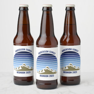 Étiquette Pour Bouteilles De Bière Blue Sunset Mountain Custom Family Réunion
