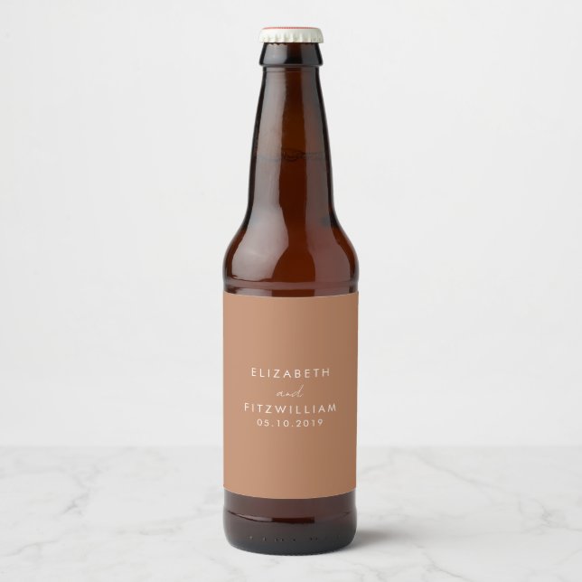 Étiquette Pour Bouteilles De Bière Boho Caramel Mocha Mariage (Devant)