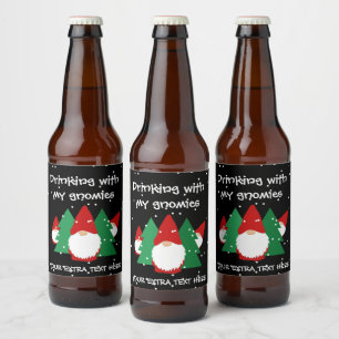 Étiquette Pour Bouteilles De Bière Boire avec mes gnomes drôle Noël