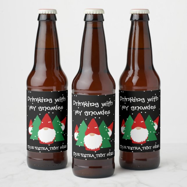 Étiquette Pour Bouteilles De Bière Boire avec mes gnomes drôle Noël (Bouteilles)