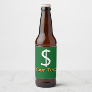 Étiquette Pour Bouteilles De Bière Bouteille de bière verte avec signe dollar blanc p
