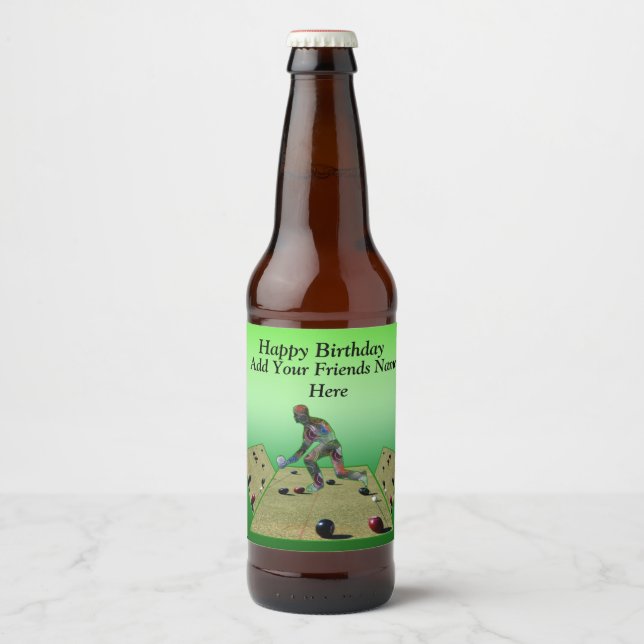 Étiquette Pour Bouteilles De Bière Bowls Bowler Ajouter Nom d'ami Modèle, (Devant)