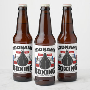Étiquette Pour Bouteilles De Bière Boxe Anneau AJOUTER NOM Boxer Gym Speed Sac