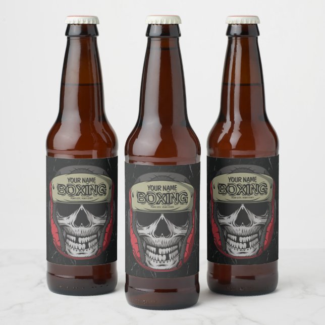 Étiquette Pour Bouteilles De Bière Boxer Fight Club Skeleton Boxer Gym (Bouteilles)