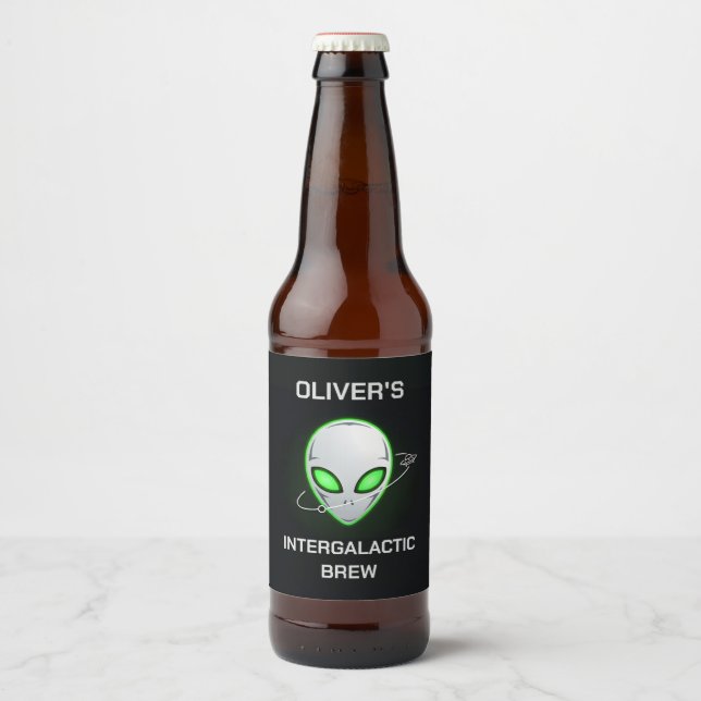 Étiquette Pour Bouteilles De Bière Brasserie Intergalactique Alien (Devant)