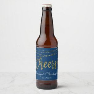 Étiquette Pour Bouteilles De Bière Bravo Marine Blue et Gold Foil