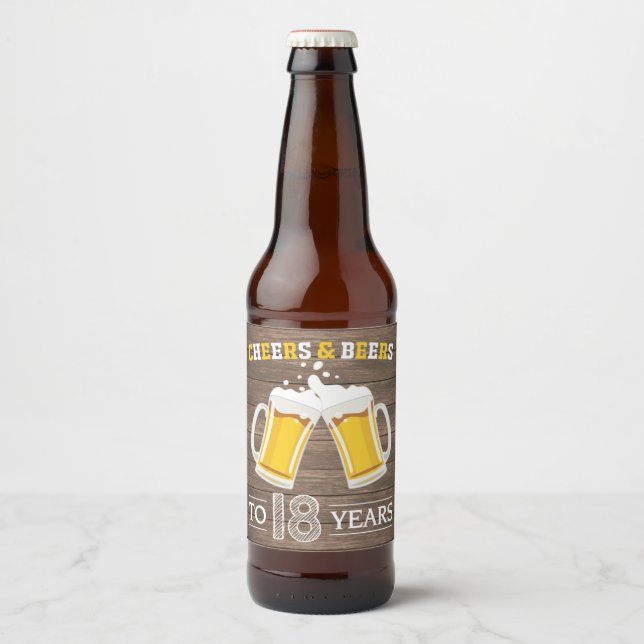 Étiquette Pour Bouteilles De Bière Brours et bières rustiques à 18 ans (Devant)
