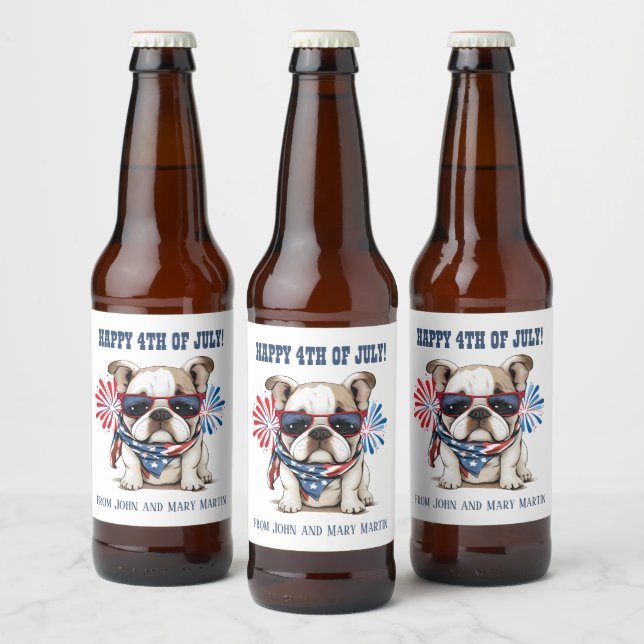 Étiquette Pour Bouteilles De Bière Bulldog 4 juillet Fête de l'Indépendance Rouge Bla (Bouteilles)