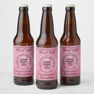 Étiquette Pour Bouteilles De Bière Buvez 1er Boire Sur Nous - BOIRE MOI ROSE Mariage 