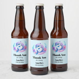 Étiquette Pour Bouteilles De Bière Cadeau d'anniversaire créature marine dauphin mign
