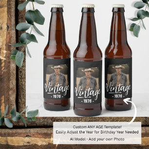 Étiquette Pour Bouteilles De Bière Cadeau de fête d'anniversaire Photo vintage tout â