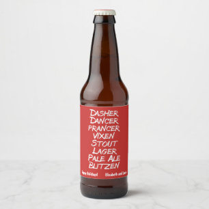 Étiquette Pour Bouteilles De Bière Cadeau de noms de rennes de vacances de Noël de bi