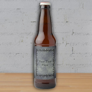 Étiquette Pour Bouteilles De Bière Cadre de branche barbelée noire gothique gris lumi
