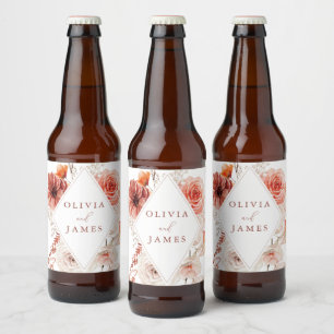 Étiquette Pour Bouteilles De Bière Cadre de mariage floral boho botanique
