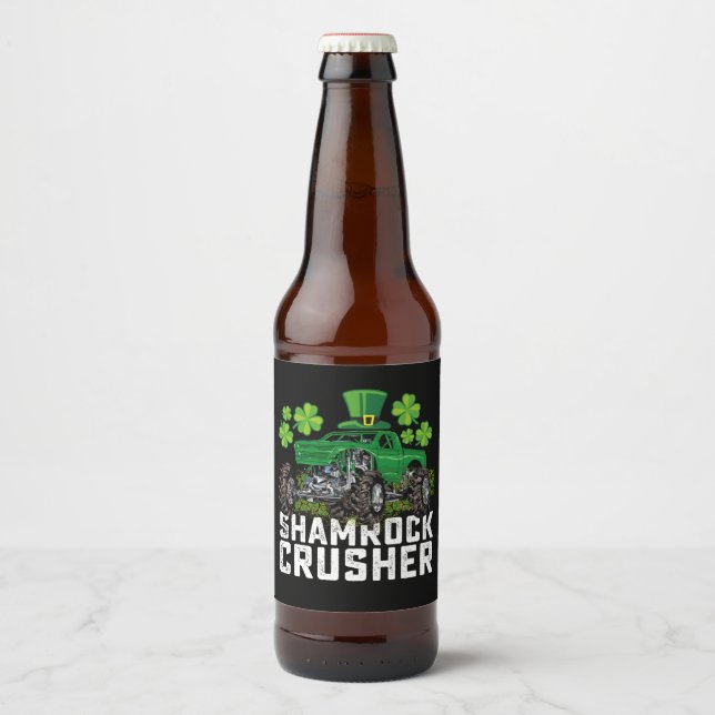 Étiquette Pour Bouteilles De Bière Camion shamrock Croisher Jour de la Saint Patrick  (Devant)