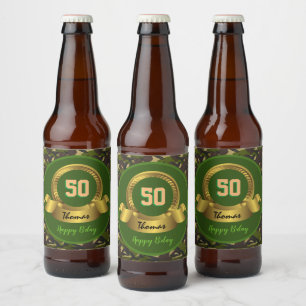 Étiquette Pour Bouteilles De Bière Camouflage armée vert 50e anniversaire / fête de c