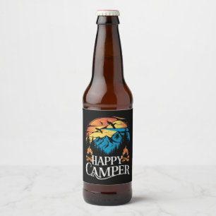Étiquette Pour Bouteilles De Bière Camping heureux rétro vintage Équipage de camping 