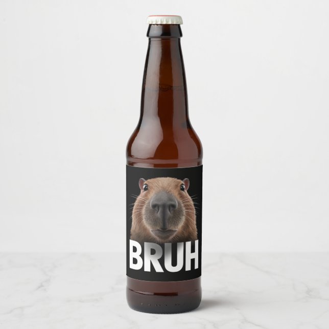 Étiquette Pour Bouteilles De Bière Capybara Drôle Bruh  (Devant)